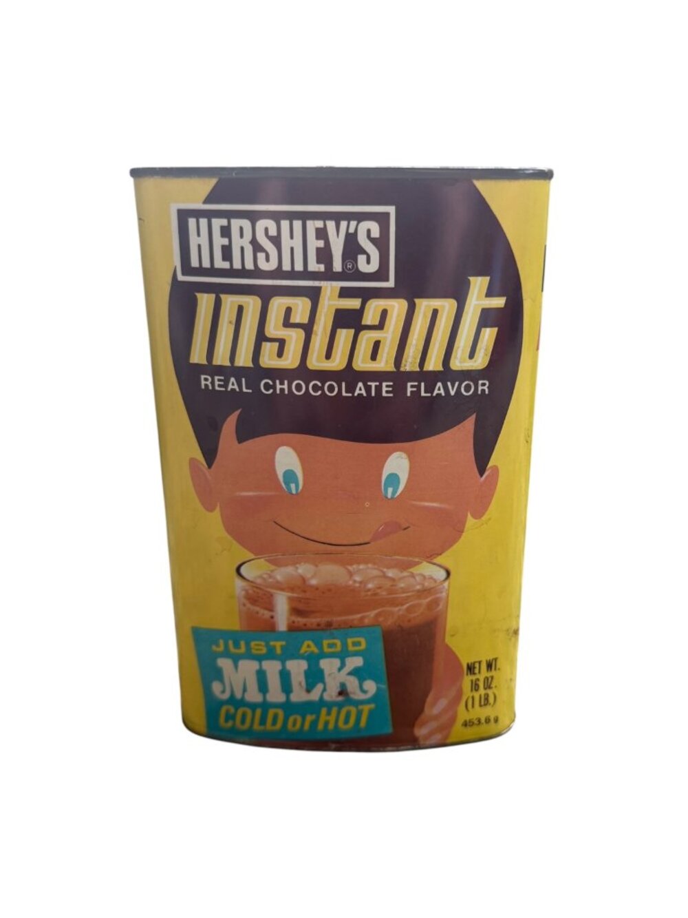 Hershey's Instant Chocolate Milk Mix Bright Yellow Tin 16 Oz